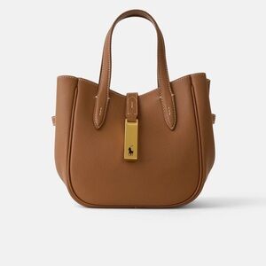 Polo Ralph Lauren ID Tan Leather Mini Tote